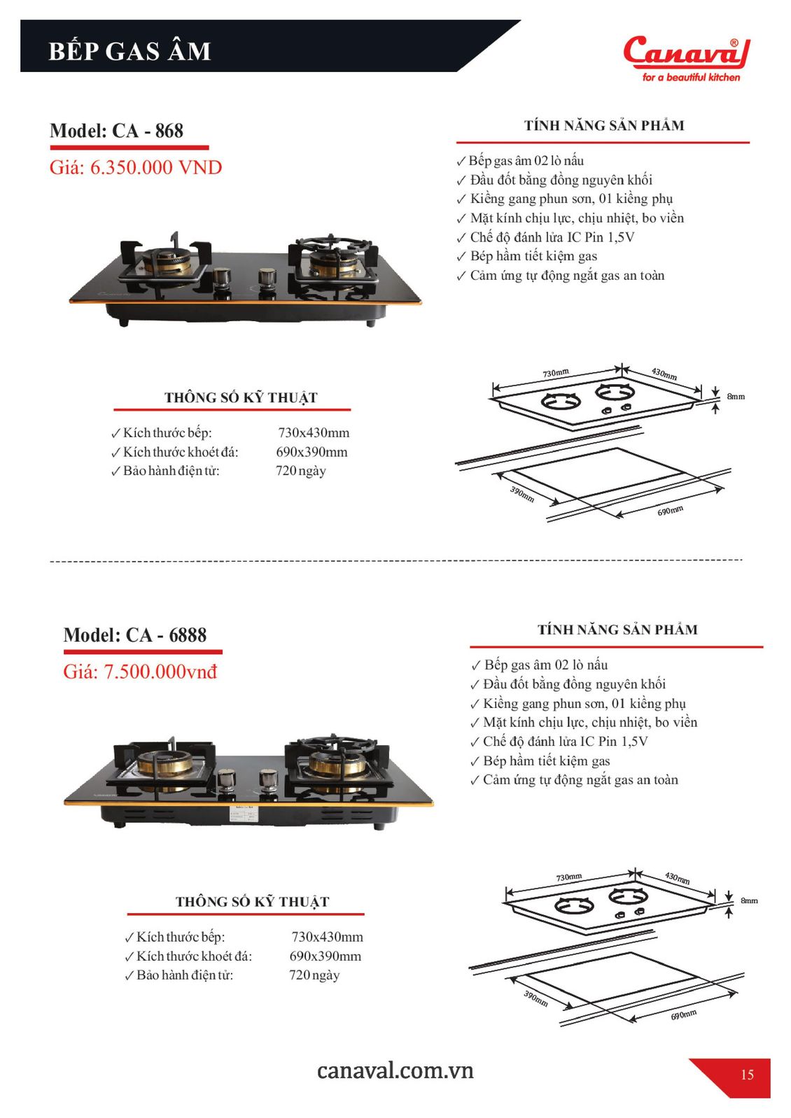 Bếp gas âm Canaval 3